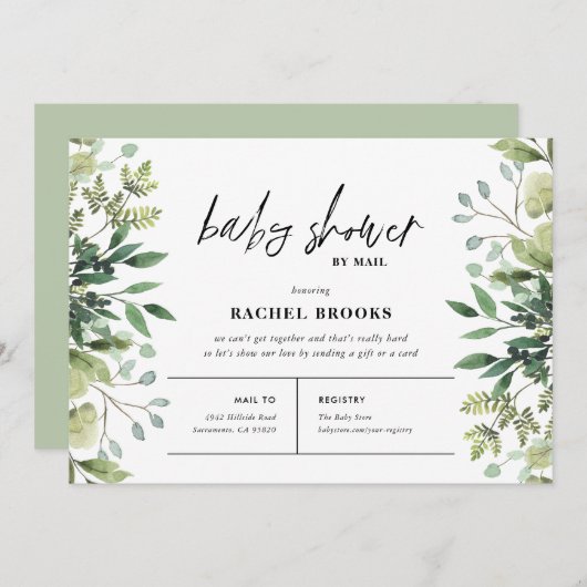Boho Greenery Baby shower per post Kaart (Voorkant / Achterkant)