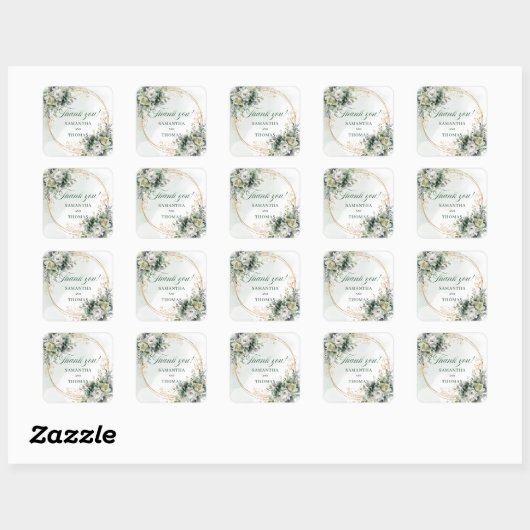 Boho Greenery Bedankt Stickers Goud Bruiloft (Vel)