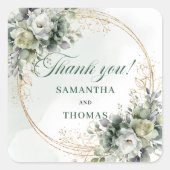Boho Greenery Bedankt Stickers Goud Bruiloft (Voorkant)