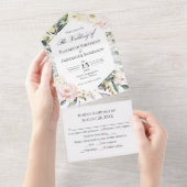 Boho Greenery Bloemen Lijst Foto bruiloft All In One Uitnodiging (Afscheurbaar)