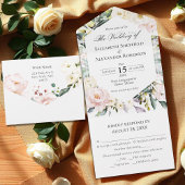 Boho Greenery Bloemen Lijst Foto bruiloft All In One Uitnodiging