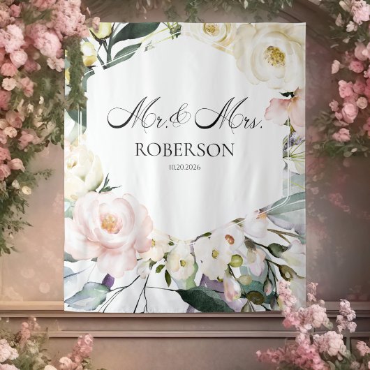 Boho Greenery Bloemen Lijst Huwelijk Achtergronden Wandkleed