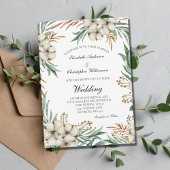 Boho Greenery Botanical Green White Wedding Kaart