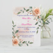 Boho Greenery bruiloft uitnodiging (Staand voorkant)