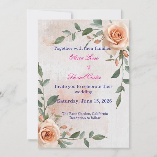 Boho Greenery bruiloft uitnodiging (Voorkant)