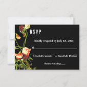 Boho Greenery Burgundy Rozen Black Floral Wedding RSVP Kaartje (Voorkant)