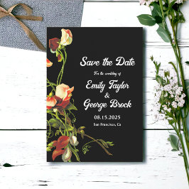 Boho Greenery Burgundy Rozen Black Floral Wedding Save The Date