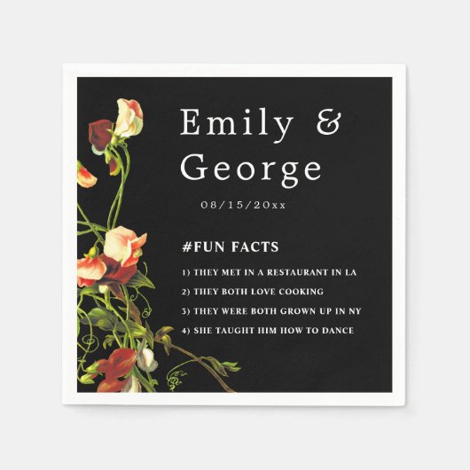 Boho Greenery Burgundy Rozen Black Floral Wedding Servet (Voorkant)