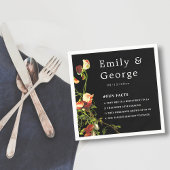 Boho Greenery Burgundy Rozen Black Floral Wedding Servet