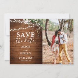 Boho Greenery Calligraphy Photo Save the Date