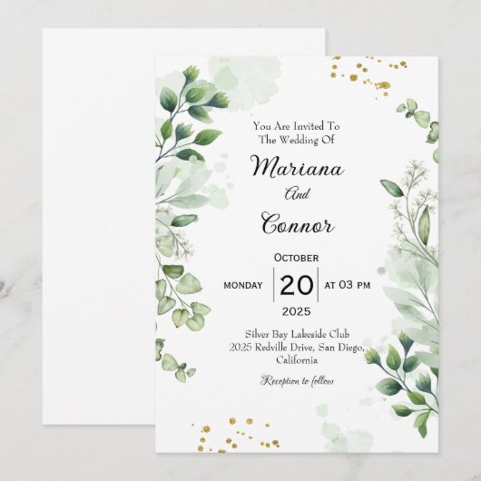 Boho Greenery Dreamcatcher Huwelijksuitnodiging Kaart (Voorkant / Achterkant)