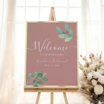 Boho Greenery Dusty Roos bruiloft Welkom Poster