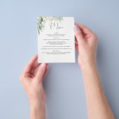 Boho Greenery en Eucalyptus Leaves Wedding Menu (Hand)