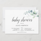 Boho Greenery Eucalyptus Baby shower Invitation Kaart (Voorkant)