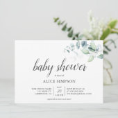 Boho Greenery Eucalyptus Baby shower Invitation Kaart (Staand voorkant)