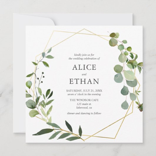 Boho Greenery Eucalyptus Botanical Wedding Kaart (Voorkant)