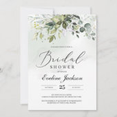 Boho Greenery Eucalyptus Bridal Shower Invitation Kaart (Voorkant)