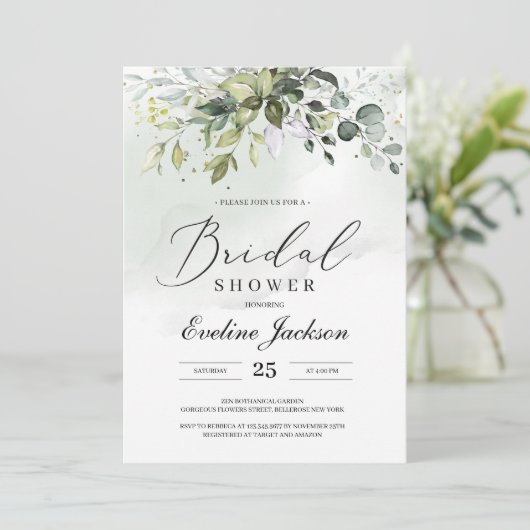 Boho Greenery Eucalyptus Bridal Shower Invitation Kaart (Staand voorkant)