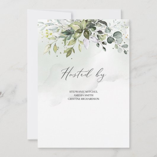Boho Greenery Eucalyptus Bridal Shower Invitation Kaart (Achterkant)