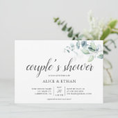 Boho Greenery Eucalyptus Couples Shower Invitation Kaart (Staand voorkant)