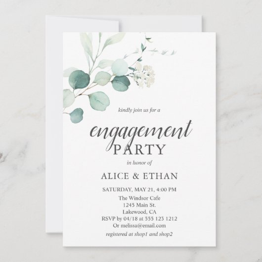 Boho Greenery Eucalyptus Engagement Party Kaart (Voorkant)