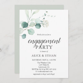 Boho Greenery Eucalyptus Engagement Party Kaart