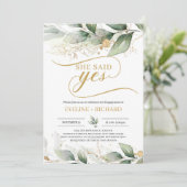 Boho greenery eucalyptus Gold bladeren ze zei ja Kaart (Staand voorkant)