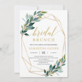 Boho greenery eucalyptus gold lijst bridal brunch kaart (Voorkant)