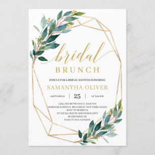 Boho greenery eucalyptus gold lijst bridal brunch kaart