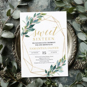 Boho Greenery eucalyptus gold lijst zoete zestien Kaart