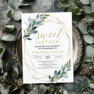 Boho Greenery eucalyptus gold lijst zoete zestien Kaart