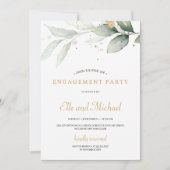 Boho greenery eucalyptus gold spetters verloving kaart (Voorkant)