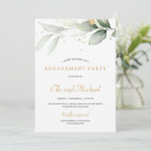 Boho greenery eucalyptus gold spetters verloving kaart (Staand voorkant)