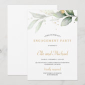 Boho greenery eucalyptus gold spetters verloving kaart (Voorkant / Achterkant)