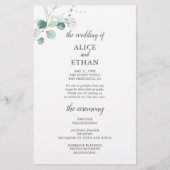 Boho Greenery Eucalyptus Leaves Wedding Program (Voorkant)