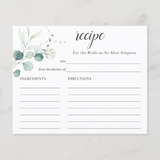 Boho Greenery Eucalyptus Recipe Vrijgezellenfeest (Voorkant)