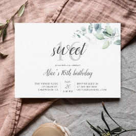 "Boho Greenery Eucalyptus Sweet 16 Kaart