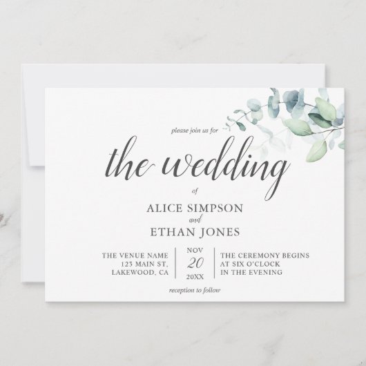 Boho Greenery Eucalyptus Wedding Kaart (Voorkant)