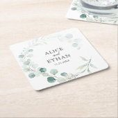 Boho Greenery Eucalyptus Wedding Kartonnen Onderzetters (Schuin)