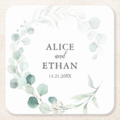 Boho Greenery Eucalyptus Wedding Kartonnen Onderzetters (Voorkant)