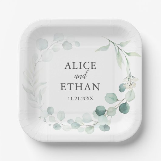 Boho Greenery Eucalyptus Wedding Papieren Bordje (Voorkant)