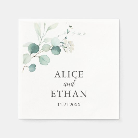 Boho Greenery Eucalyptus Wedding Servet (Voorkant)