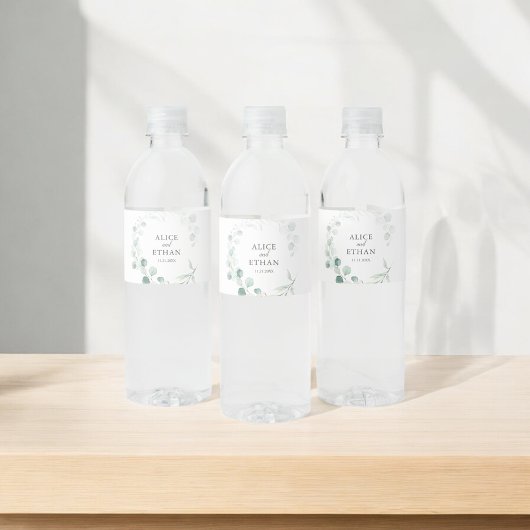 Boho Greenery Eucalyptus Wedding Waterfles Etiket