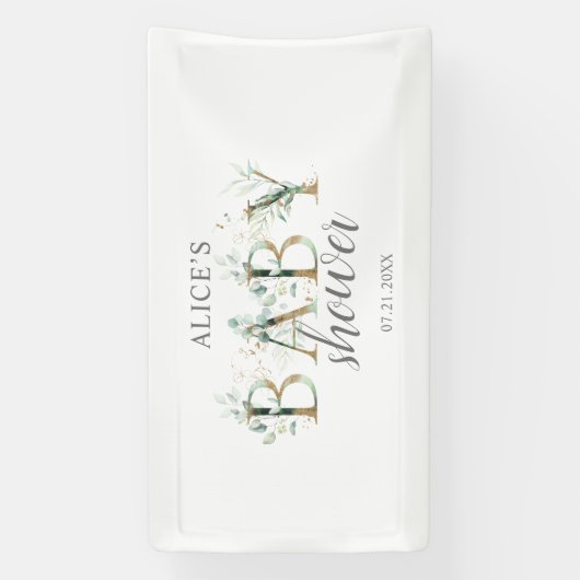 Boho Greenery Eucalyptus Welcome Baby shower Spandoek (Verticaal)