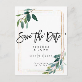 boho greenery floral bruiloft , behalve de date ca aankondigingskaart