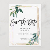boho greenery floral bruiloft , behalve de date ca aankondigingskaart (Voorkant)