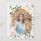 Boho Greenery Floral Foto Lijst Sweet 16 Kaart (Achterkant)