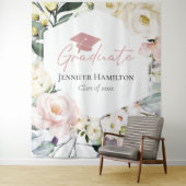 Boho Greenery Floral Lijst Afstuderen Achtergrond Wandkleed (In situ)