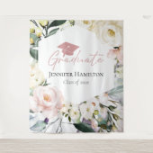 Boho Greenery Floral Lijst Afstuderen Achtergrond Wandkleed (Voorkant)