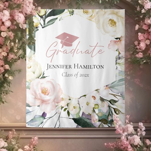 Boho Greenery Floral Lijst Afstuderen Achtergrond Wandkleed